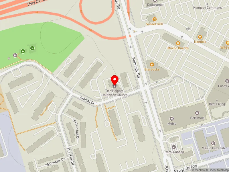 RentSafeTO apartment evaluation map view of 4 ANTRIM CRES in Scarborough Centre, Toronto