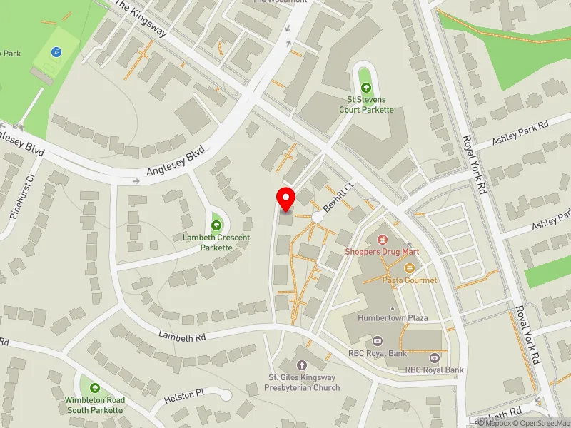 RentSafeTO apartment evaluation map view of 4 BEXHILL CRT in Etobicoke Centre, Toronto