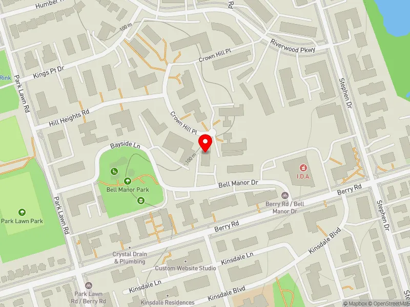 RentSafeTO apartment evaluation map view of 4 CROWN HILL PL in Etobicoke-Lakeshore, Toronto