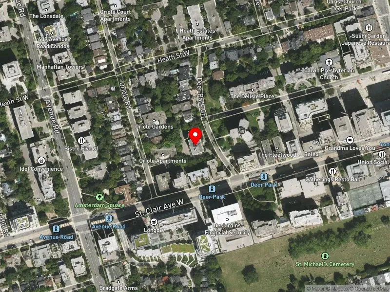RentSafeTO apartment evaluation satellite view of 4 DEER PARK CRES in Toronto-St. Paul's, Toronto