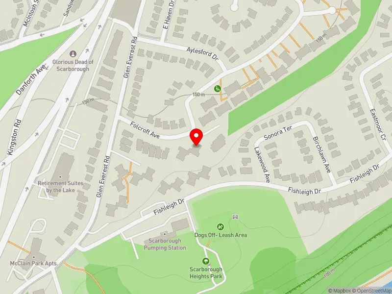 RentSafeTO apartment evaluation map view of 4 FOLCROFT AVE in Scarborough Southwest, Toronto