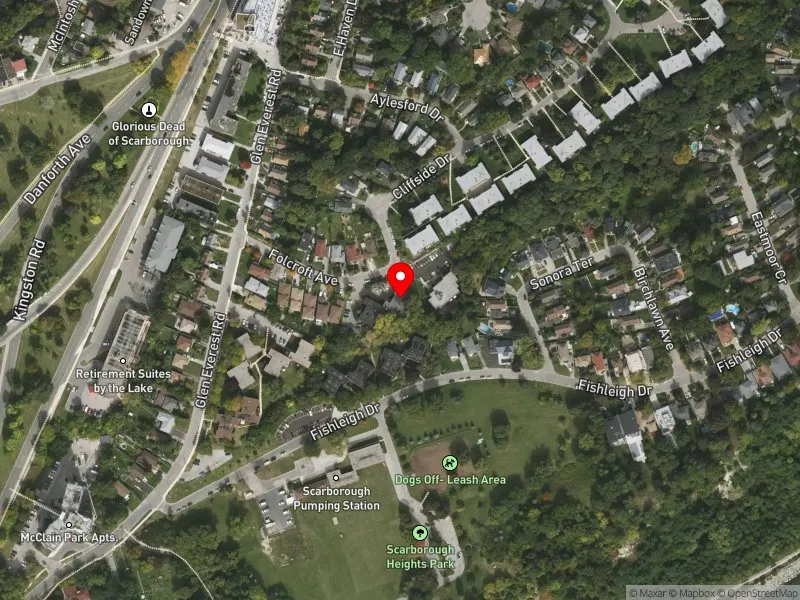 RentSafeTO apartment evaluation satellite view of 4 FOLCROFT AVE in Scarborough Southwest, Toronto