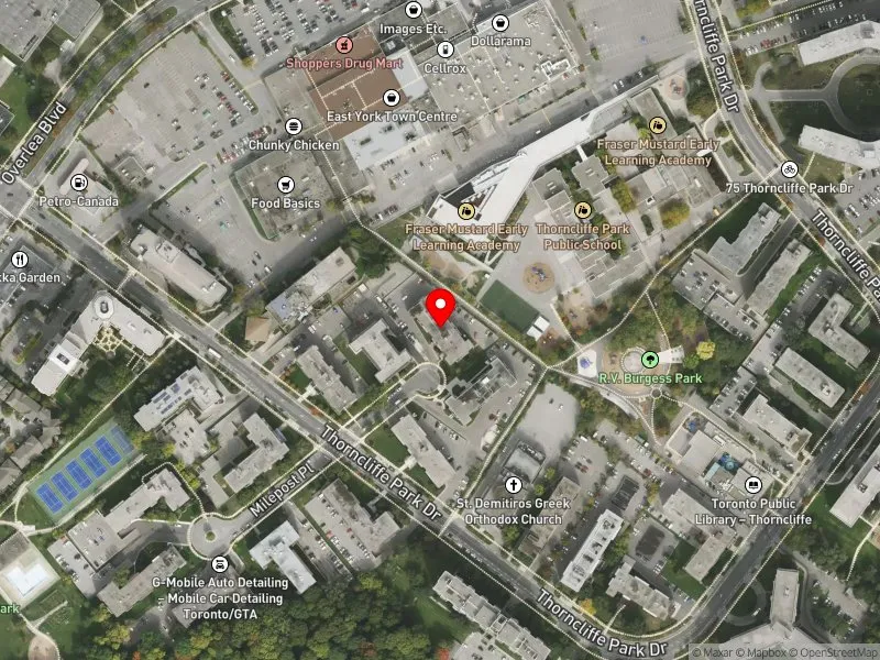RentSafeTO apartment evaluation satellite view of 4 GRANDSTAND PL in Don Valley West, Toronto
