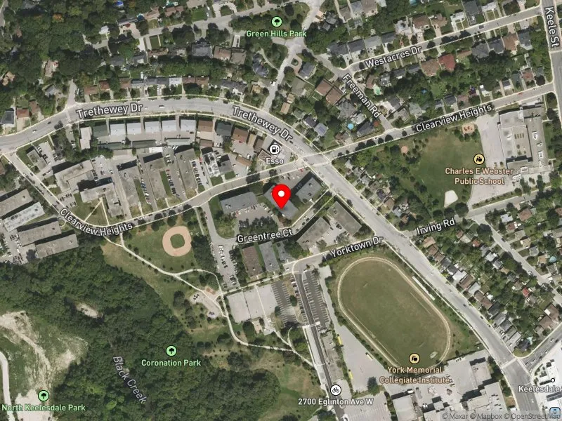 RentSafeTO apartment evaluation satellite view of 4 GREENTREE CRT in York South-Weston, Toronto