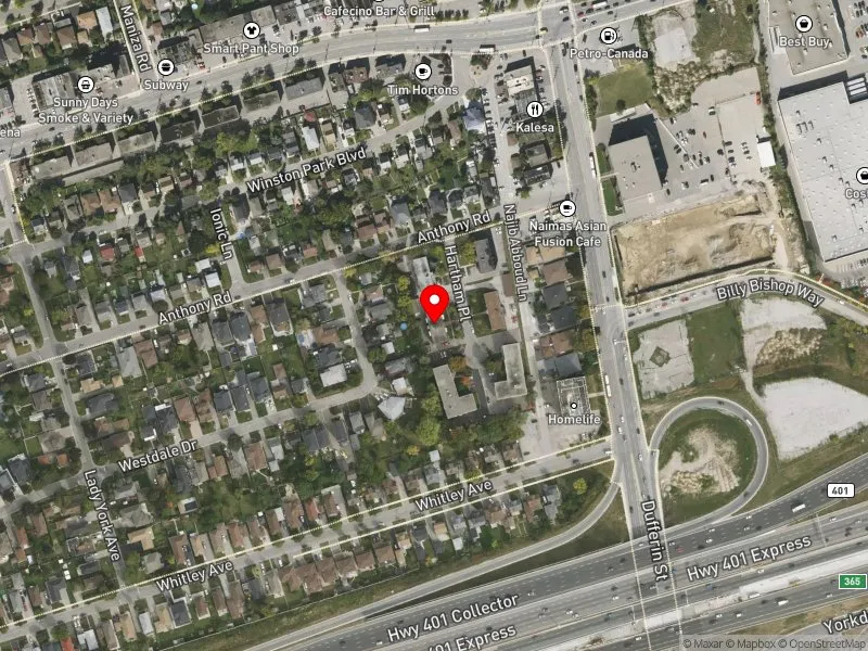 RentSafeTO apartment evaluation satellite view of 4 HARTHAM PL in York Centre, Toronto