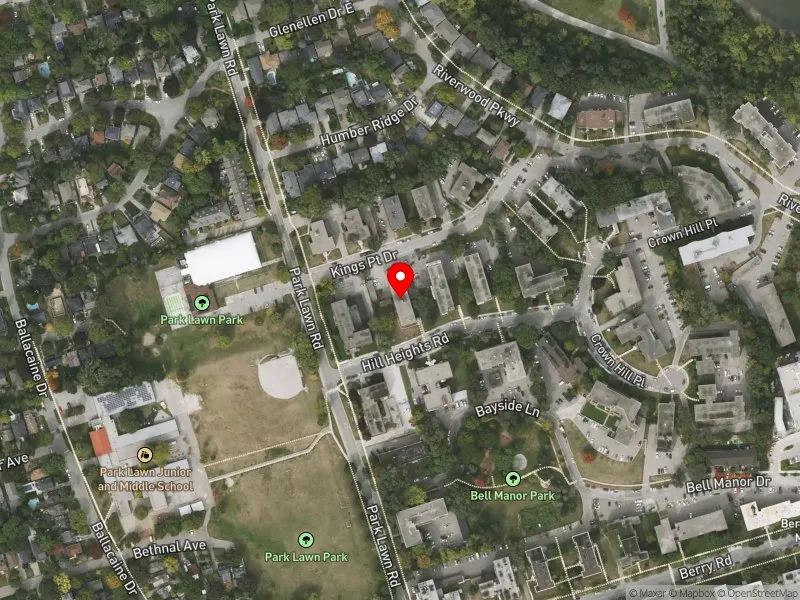 RentSafeTO apartment evaluation satellite view of 4 HILL HEIGHTS RD in Etobicoke-Lakeshore, Toronto