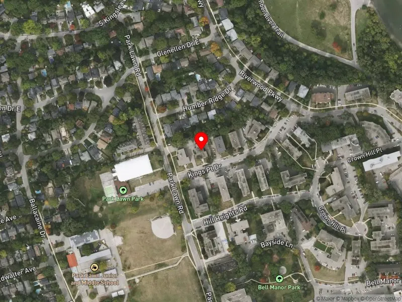 RentSafeTO apartment evaluation satellite view of 4 KINGS POINT DR in Etobicoke-Lakeshore, Toronto