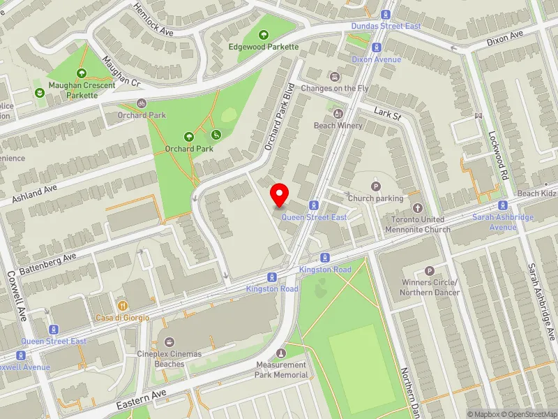 RentSafeTO apartment evaluation map view of 4 KINGSTON RD in Beaches-East York, Toronto