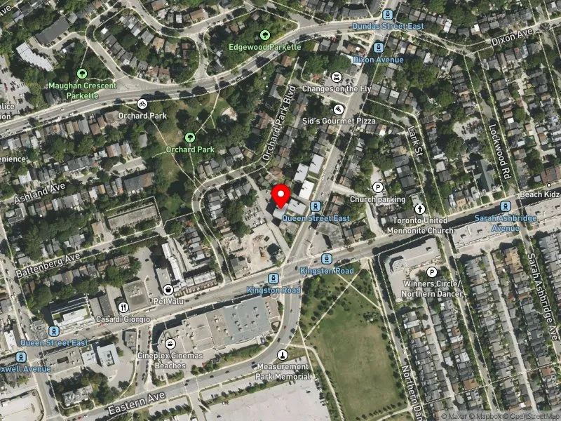 RentSafeTO apartment evaluation satellite view of 4 KINGSTON RD in Beaches-East York, Toronto
