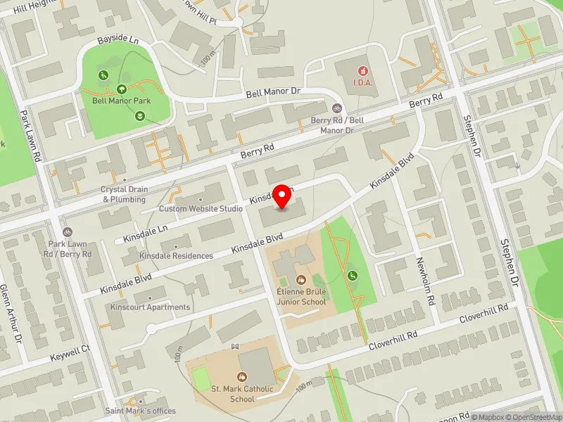 RentSafeTO apartment evaluation map view of 4 KINSDALE BLVD in Etobicoke-Lakeshore, Toronto