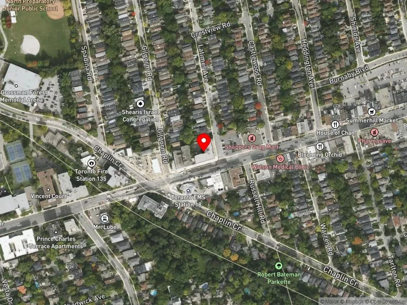 RentSafeTO apartment evaluation satellite view of 4 LATIMER AVE in Eglinton-Lawrence, Toronto