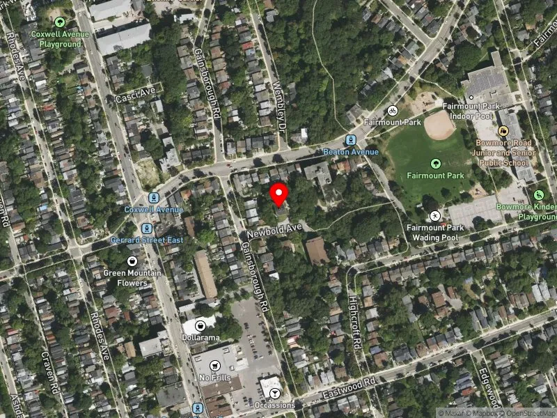 RentSafeTO apartment evaluation satellite view of 4 NEWBOLD AVE in Beaches-East York, Toronto