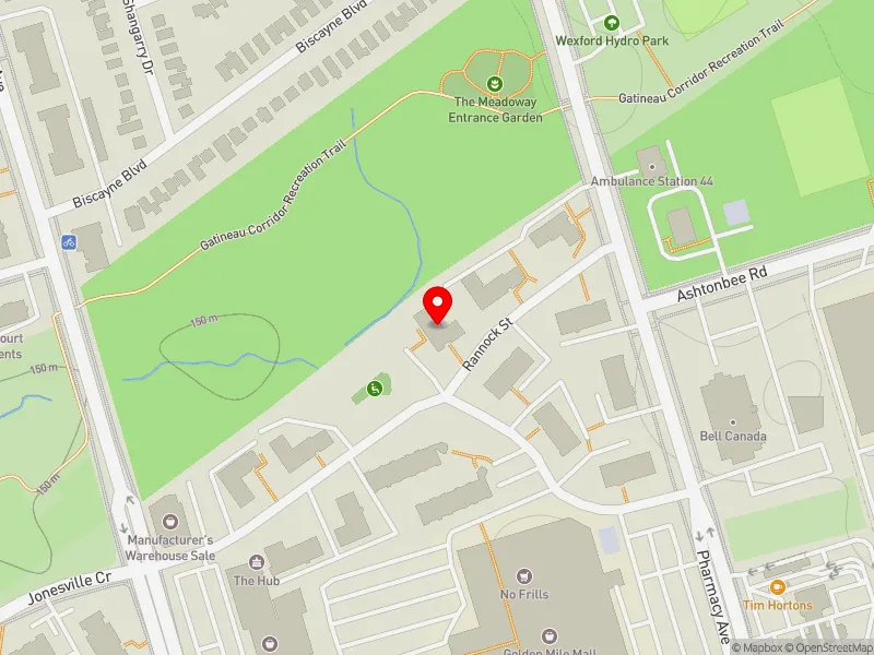 RentSafeTO apartment evaluation map view of 4 RANNOCK ST in Scarborough Centre, Toronto