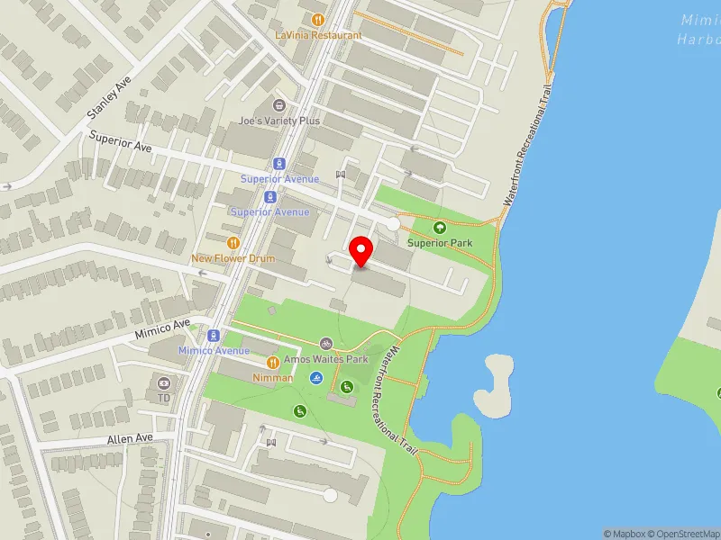 RentSafeTO apartment evaluation map view of 4 SUPERIOR AVE in Etobicoke-Lakeshore, Toronto