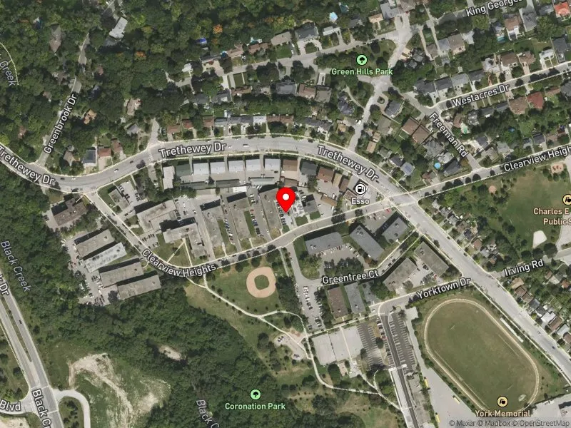 RentSafeTO apartment evaluation satellite view of 40 CLEARVIEW HTS in York South-Weston, Toronto