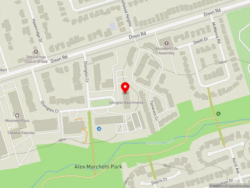 RentSafeTO apartment evaluation map view of 40 DIXINGTON CRES in Etobicoke Centre, Toronto