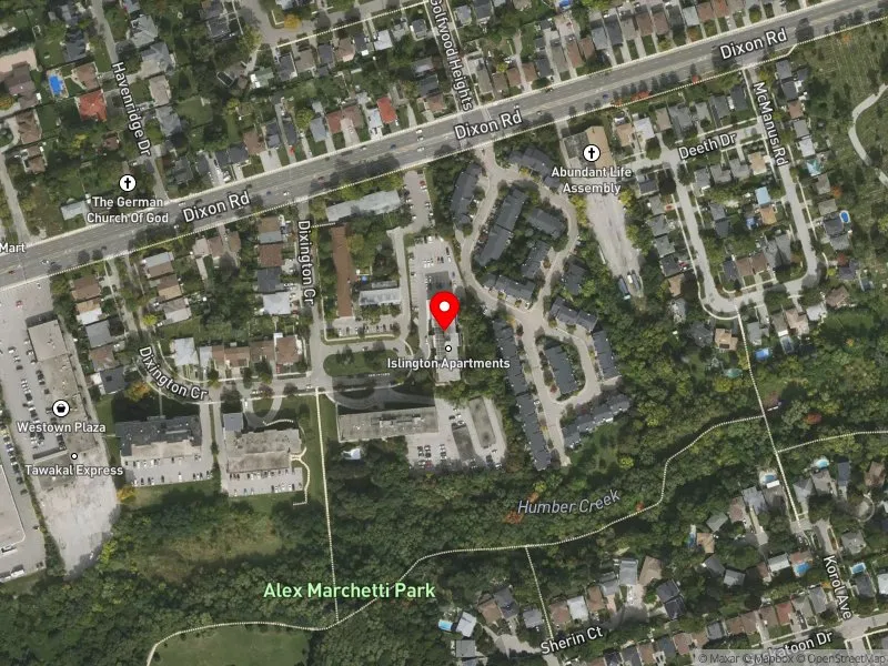 RentSafeTO apartment evaluation satellite view of 40 DIXINGTON CRES in Etobicoke Centre, Toronto