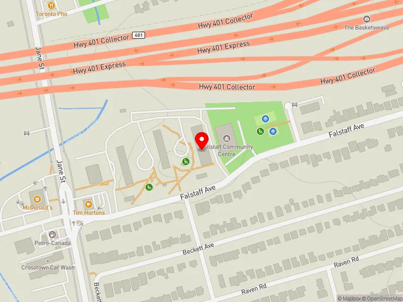 RentSafeTO apartment evaluation map view of 40 FALSTAFF AVE in York South-Weston, Toronto