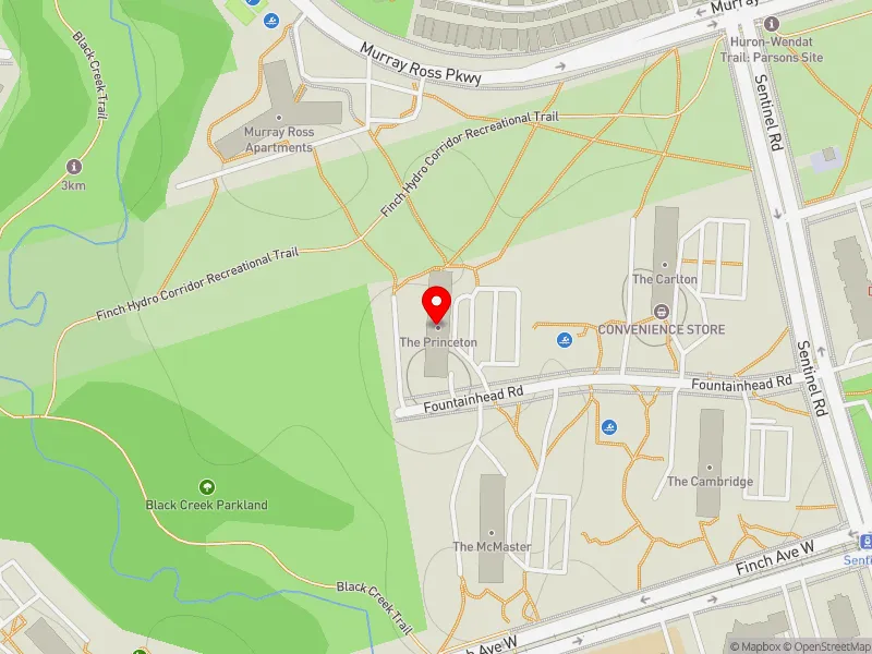 RentSafeTO apartment evaluation map view of 40 FOUNTAINHEAD RD in Humber River-Black Creek, Toronto