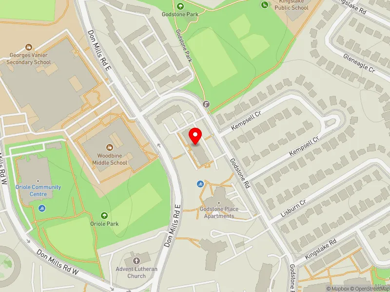 RentSafeTO apartment evaluation map view of 40 GODSTONE RD in Don Valley North, Toronto