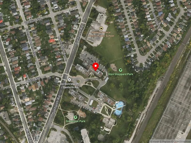 RentSafeTO apartment evaluation satellite view of 40 GORDONRIDGE PL in Scarborough Southwest, Toronto