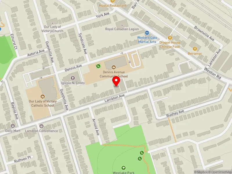 RentSafeTO apartment evaluation map view of 40 LAMBTON AVE in York South-Weston, Toronto