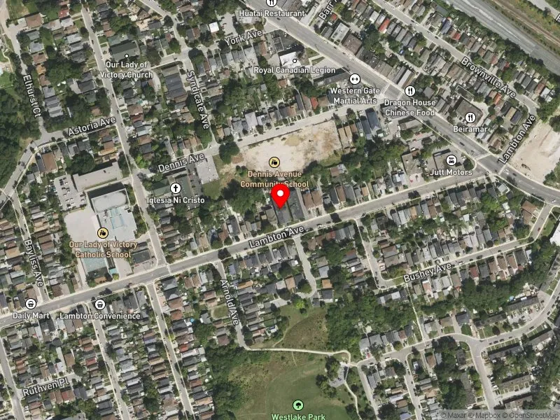 RentSafeTO apartment evaluation satellite view of 40 LAMBTON AVE in York South-Weston, Toronto