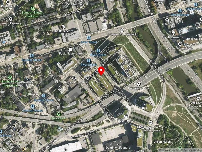 RentSafeTO apartment evaluation satellite view of 40 LOWER RIVER ST. in Toronto Centre, Toronto