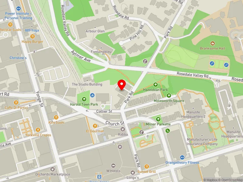 RentSafeTO apartment evaluation map view of 40 PARK RD in University-Rosedale, Toronto