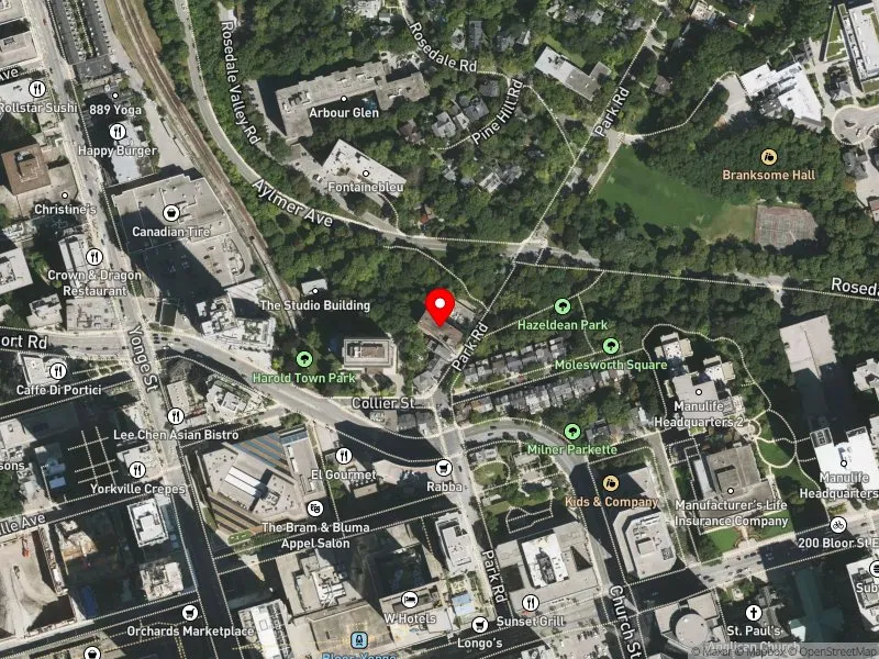 RentSafeTO apartment evaluation satellite view of 40 PARK RD in University-Rosedale, Toronto