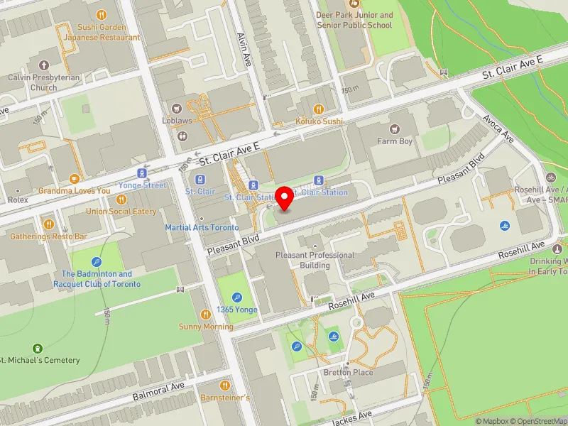 RentSafeTO apartment evaluation map view of 40 PLEASANT BLVD in Toronto-St. Paul's, Toronto