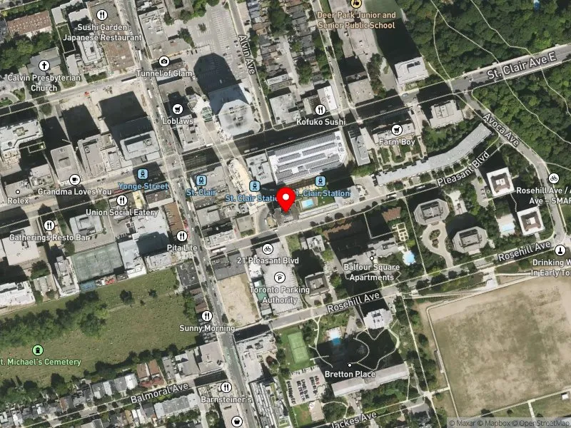 RentSafeTO apartment evaluation satellite view of 40 PLEASANT BLVD in Toronto-St. Paul's, Toronto