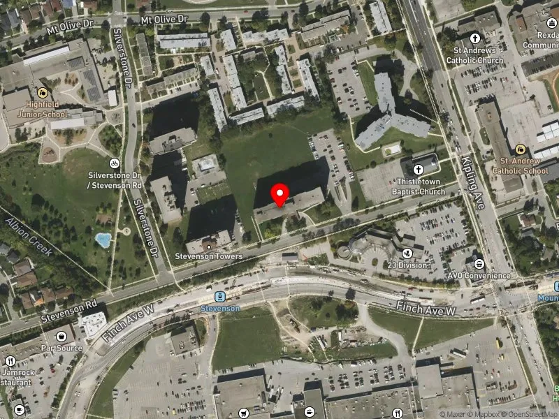 RentSafeTO apartment evaluation satellite view of 40 STEVENSON RD in Etobicoke North, Toronto