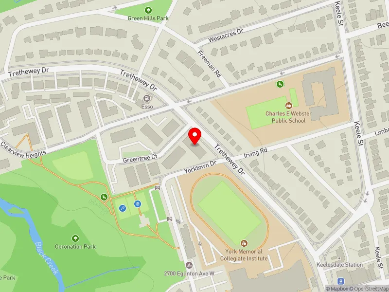 RentSafeTO apartment evaluation map view of 40 TRETHEWEY DR in York South-Weston, Toronto