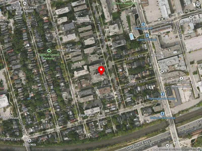 RentSafeTO apartment evaluation satellite view of 40 TYNDALL AVE in Parkdale-High Park, Toronto