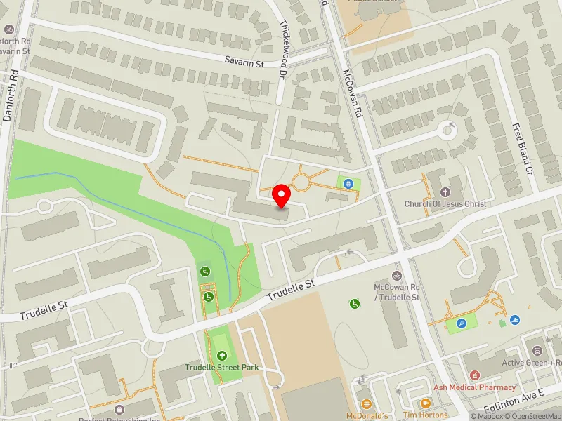 RentSafeTO apartment evaluation map view of 400 MCCOWAN RD in Scarborough Centre, Toronto