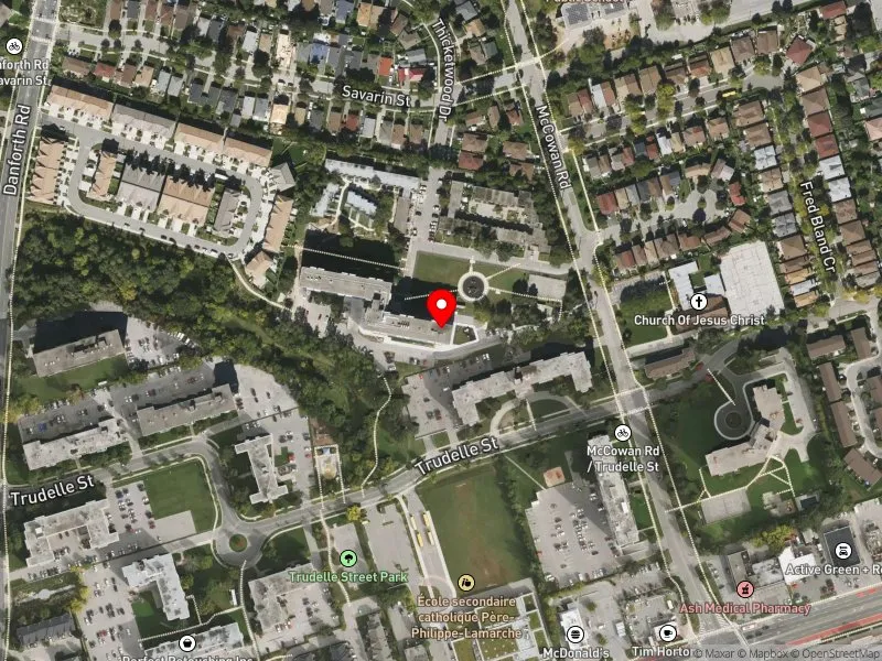 RentSafeTO apartment evaluation satellite view of 400 MCCOWAN RD in Scarborough Centre, Toronto