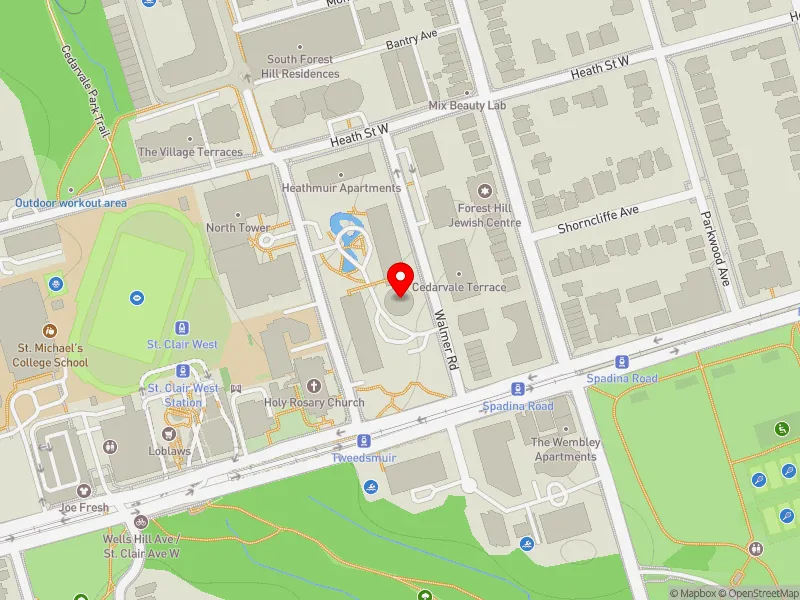 RentSafeTO apartment evaluation map view of 400 WALMER RD in Toronto-St. Paul's, Toronto