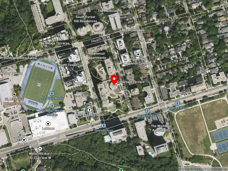 RentSafeTO apartment evaluation satellite view of 400 WALMER RD in Toronto-St. Paul's, Toronto