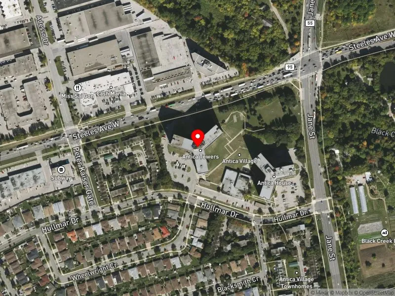 RentSafeTO apartment evaluation satellite view of 4001 STEELES AVE W in Humber River-Black Creek, Toronto
