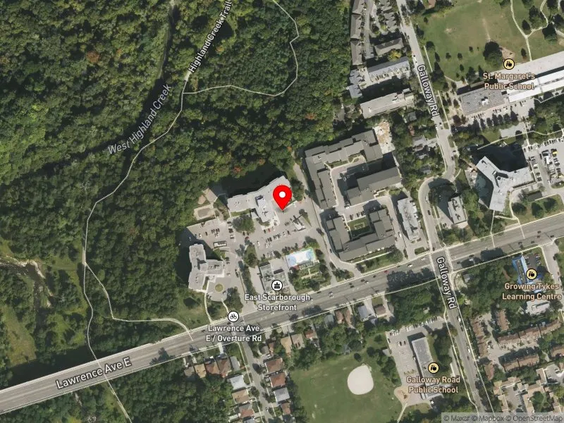 RentSafeTO apartment evaluation satellite view of 4010 LAWRENCE AVE E in Scarborough-Guildwood, Toronto