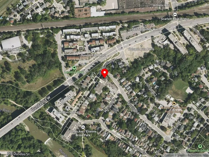 RentSafeTO apartment evaluation satellite view of 4029 OLD DUNDAS ST in Parkdale-High Park, Toronto