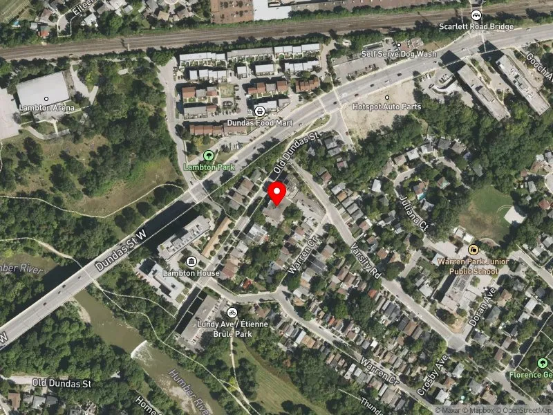 RentSafeTO apartment evaluation satellite view of 4033 OLD DUNDAS ST in Parkdale-High Park, Toronto