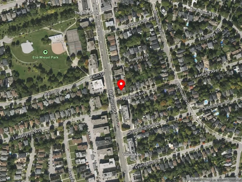 RentSafeTO apartment evaluation satellite view of 4085 BATHURST ST in York Centre, Toronto