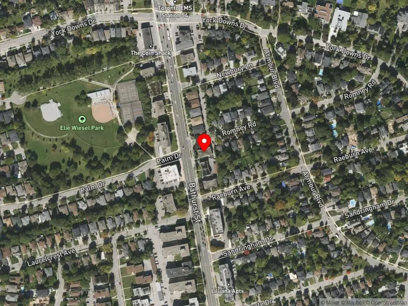 RentSafeTO apartment evaluation satellite view of 4089 BATHURST ST in York Centre, Toronto