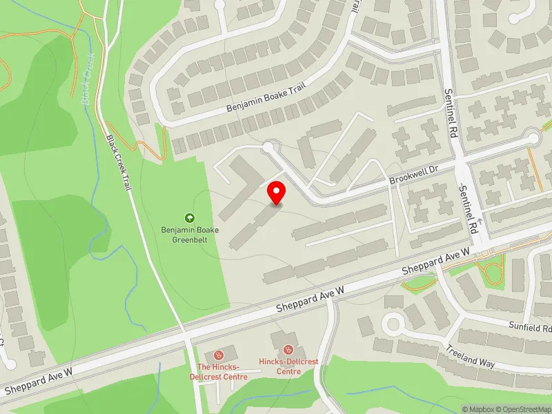 RentSafeTO apartment evaluation map view of 41-51 BROOKWELL DR in York Centre, Toronto