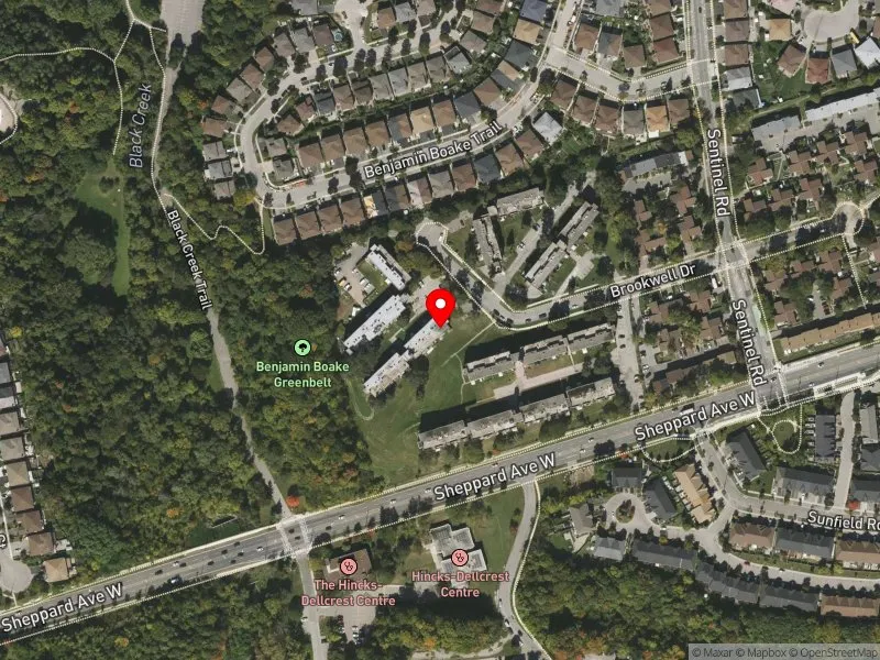 RentSafeTO apartment evaluation satellite view of 41-51 BROOKWELL DR in York Centre, Toronto