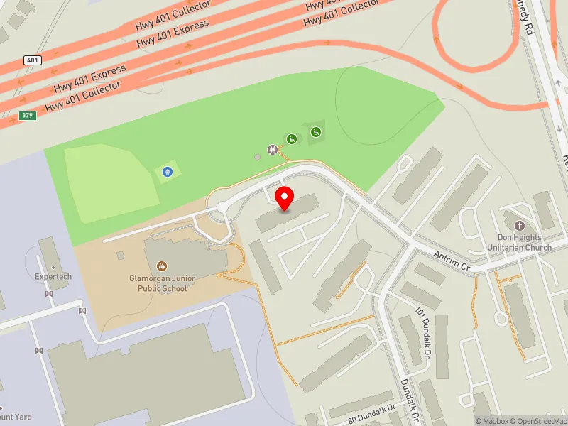 RentSafeTO apartment evaluation map view of 41 ANTRIM CRES in Scarborough Centre, Toronto