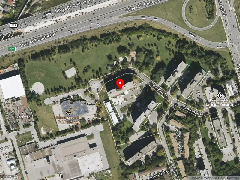 RentSafeTO apartment evaluation satellite view of 41 ANTRIM CRES in Scarborough Centre, Toronto