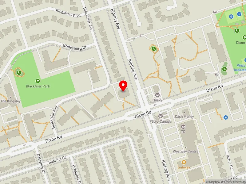 RentSafeTO apartment evaluation map view of 41 BLACKFRIAR AVE in Etobicoke North, Toronto